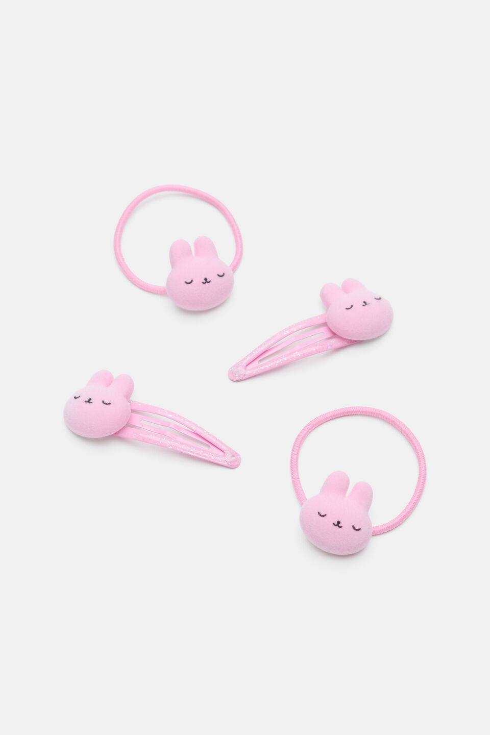 Flocked Bunny Hair Set  Candy Pink
