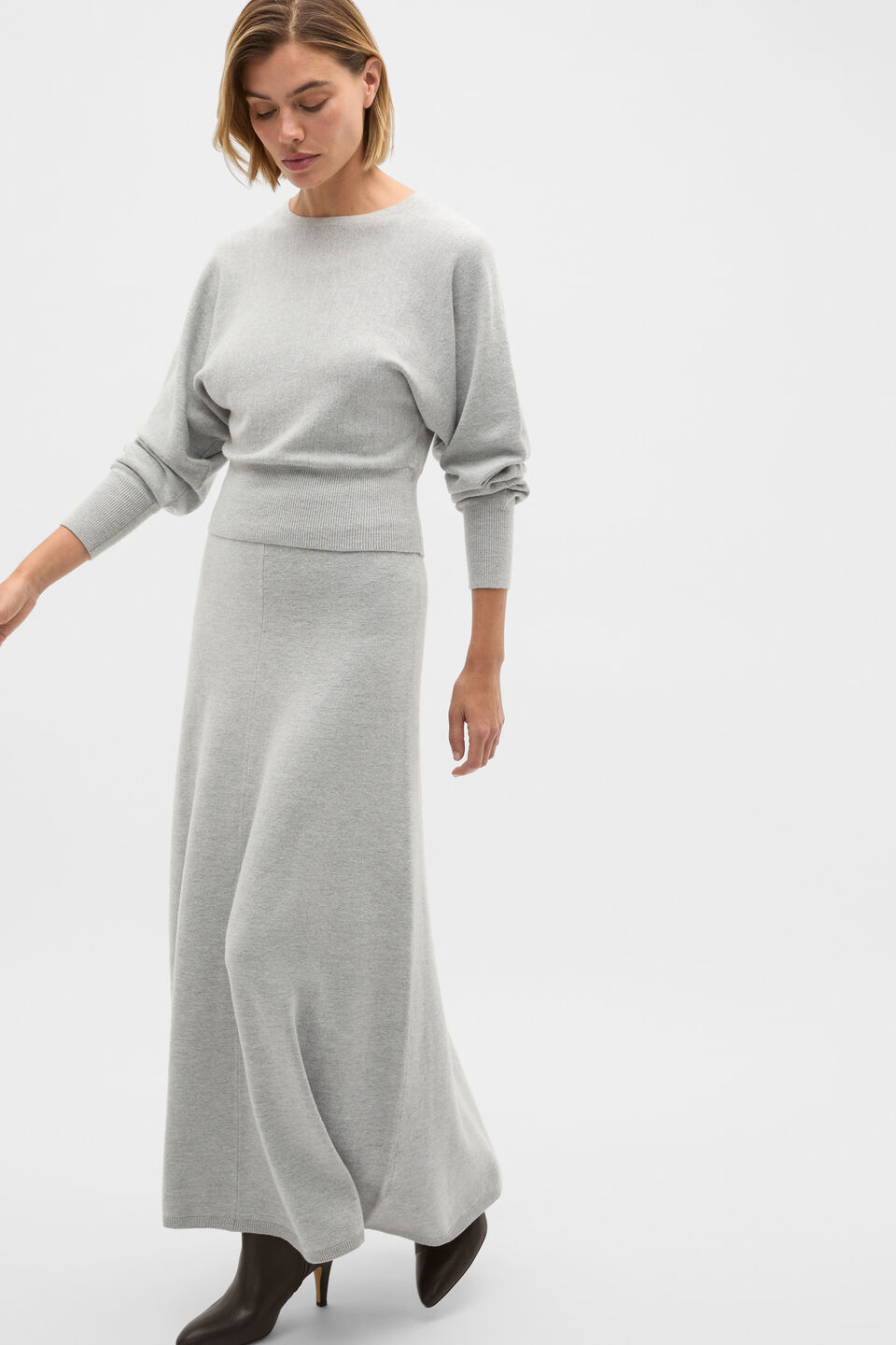 Knitted Maxi Skirt  Slate Marle