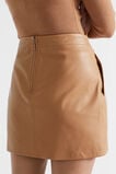 Leather Mini Wrap Skirt  Fudge  hi-res