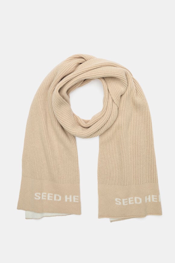 Rib Knit Logo Scarf  Sandstone Marle  hi-res