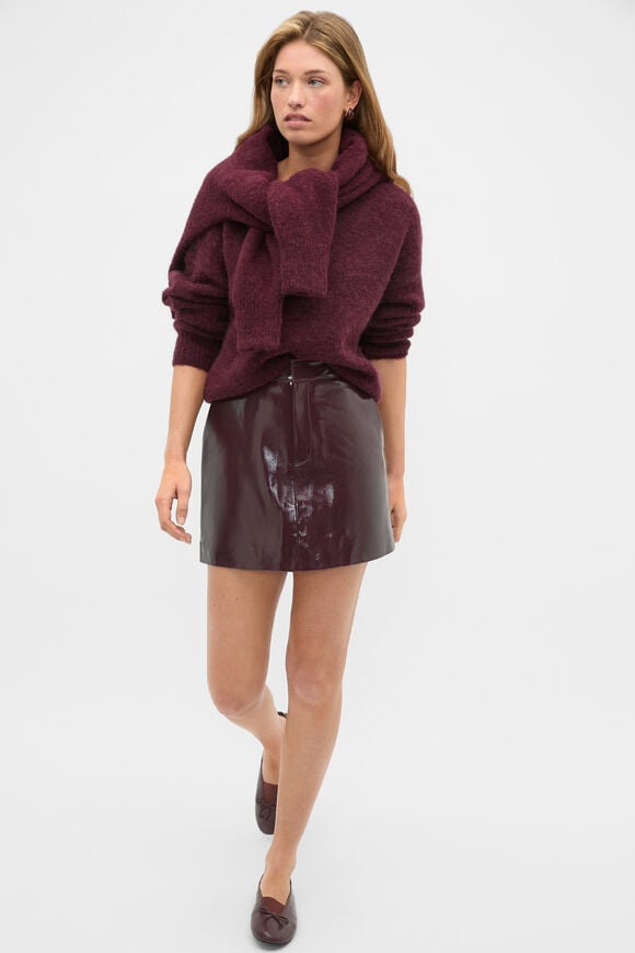  Lofty V Neck Slouch Knit  Plum Red  hi-res