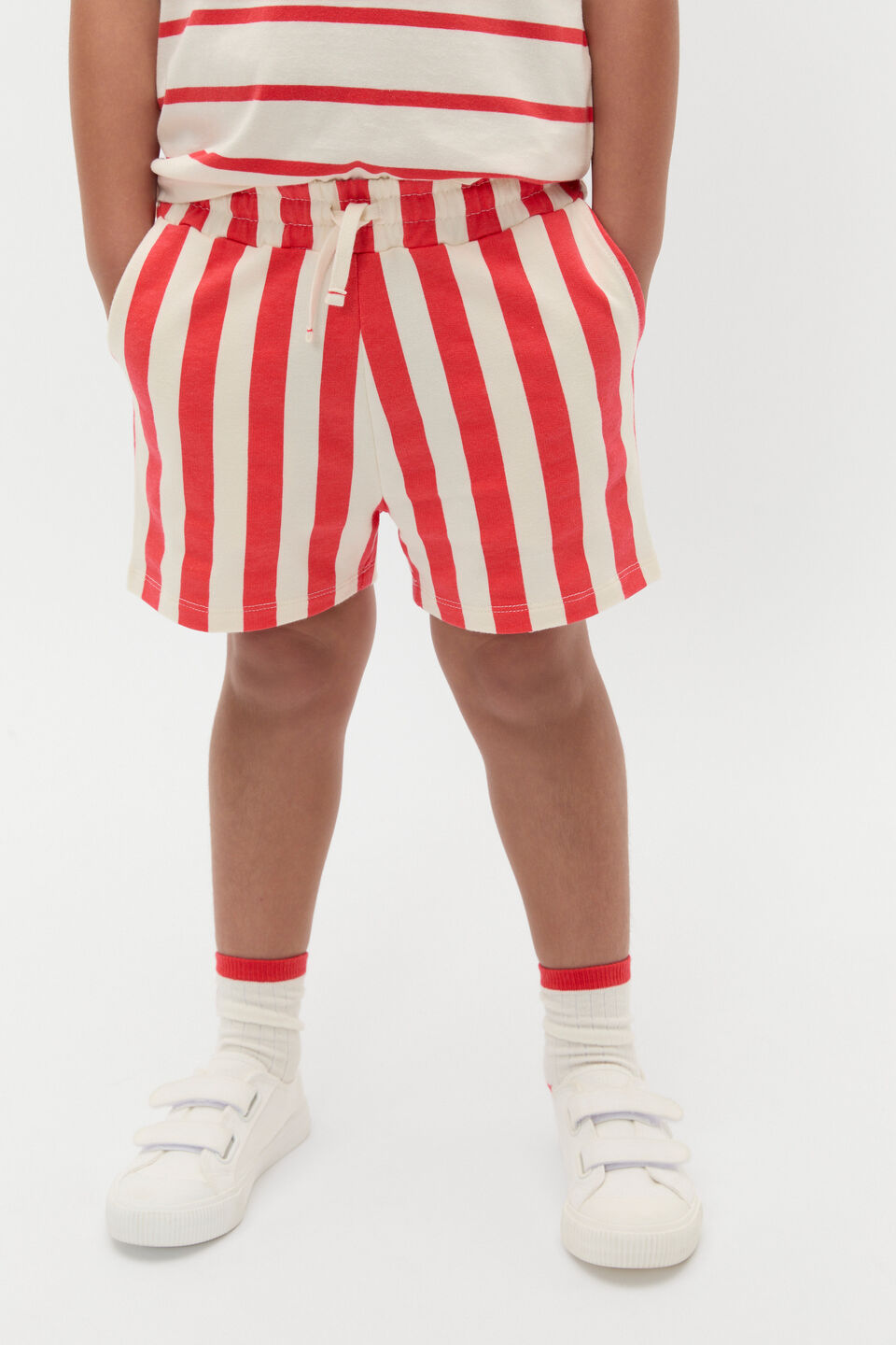 Core Stripe Track Short  Strawberry Red