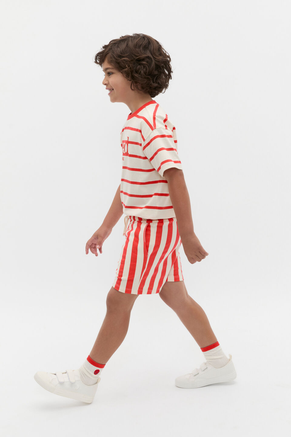 Core Stripe Track Short  Strawberry Red