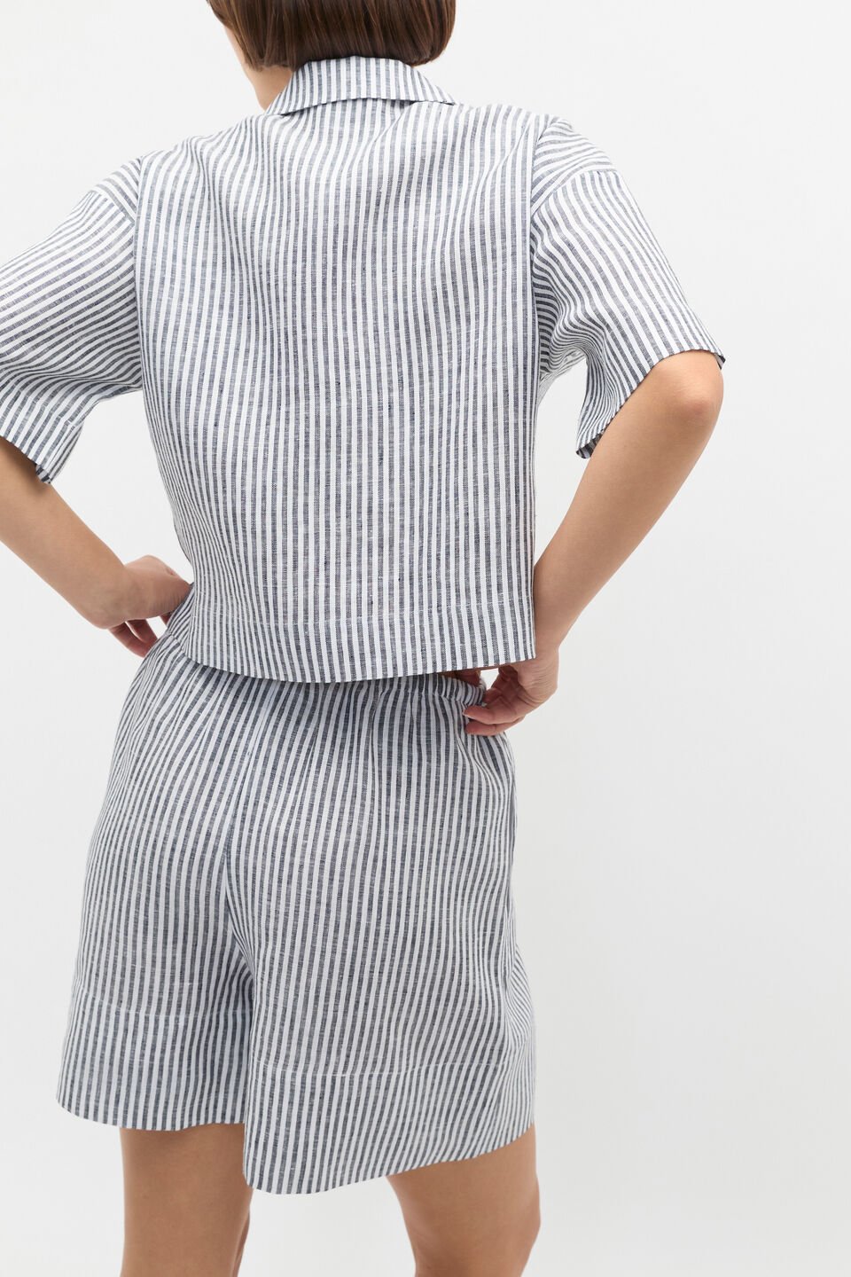 Linen Stripe Short  Twilight Blue Stripe