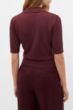 Australian Merino Knit Polo Top  Plum Red  hi-res