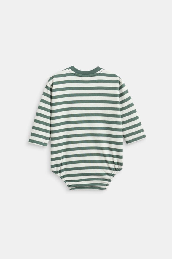 Core Stripe Rugby Bodysuit  Forest  hi-res