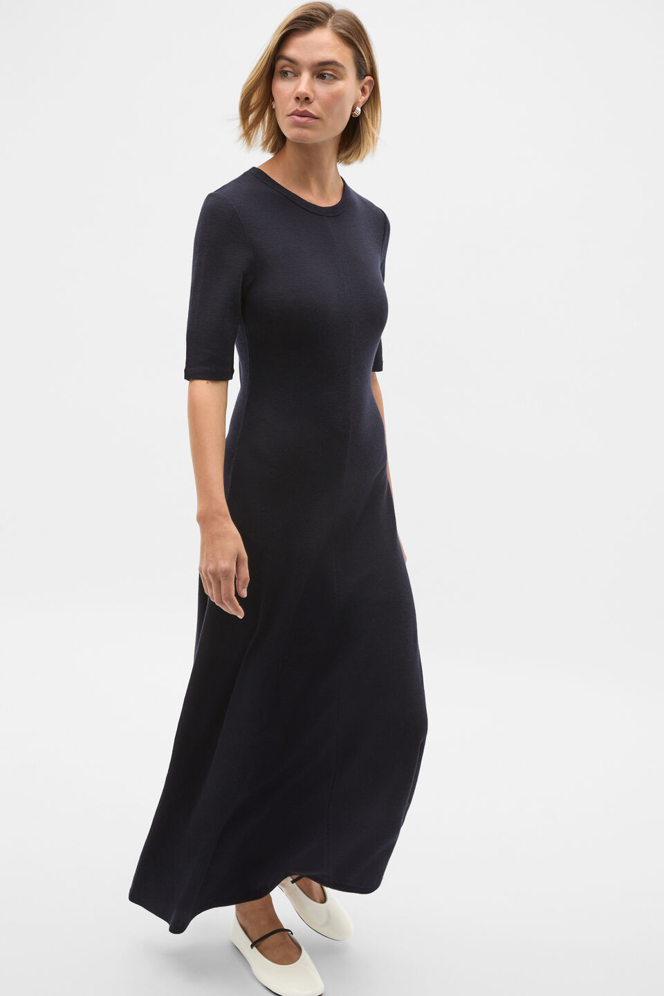 Merino Wool Maxi Dress  Twilight Blue