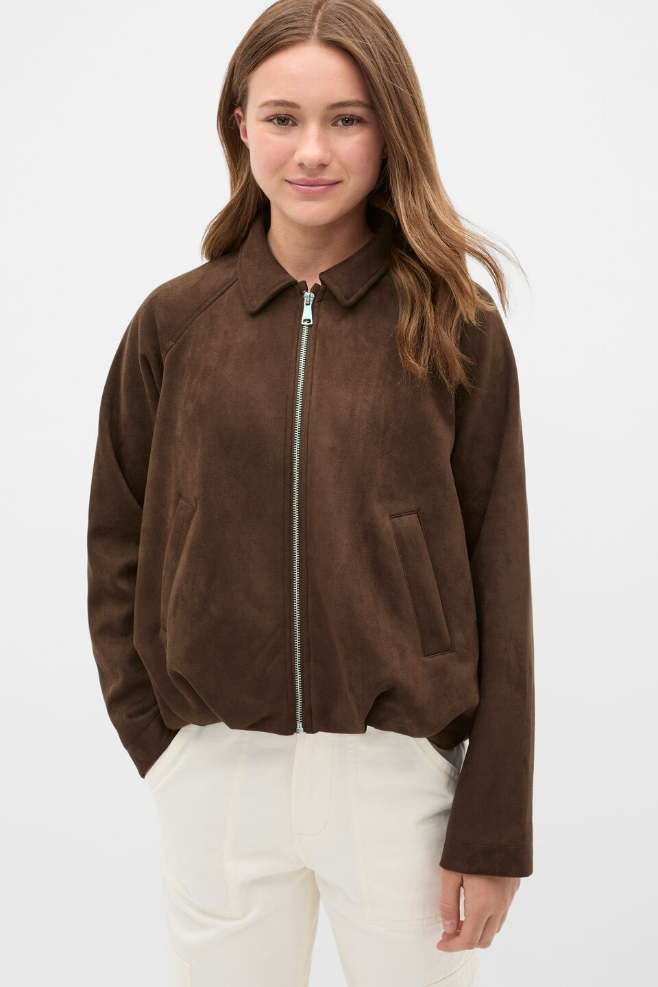 Faux Suede Jacket  Chocolate