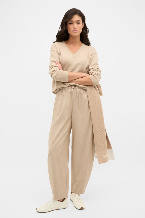 Australian Merino V Neck Knit  Sandstone Marle  hi-res