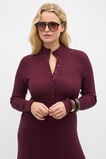 Button Down Mock Neck Knit Dress  Plum Red  hi-res
