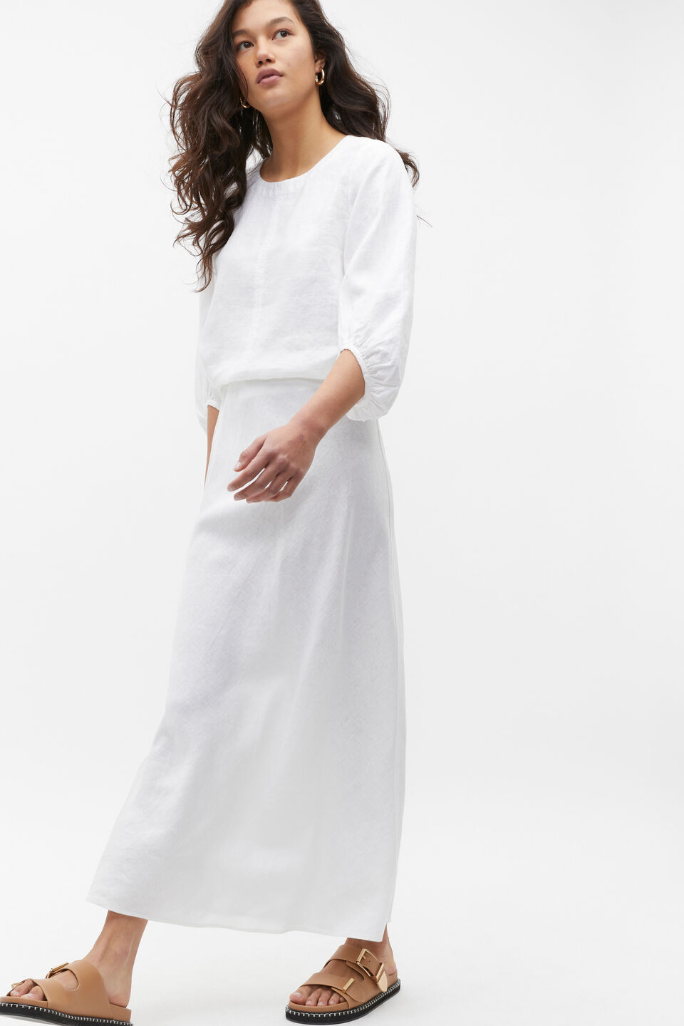 Core Linen Skirt  Whisper White