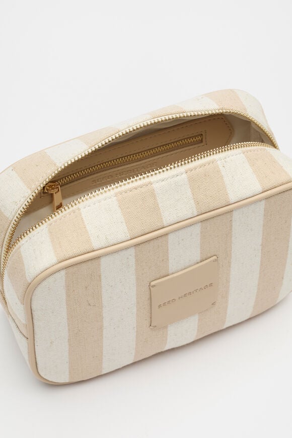 Small Stripe Make Up Bag  Ecru  hi-res