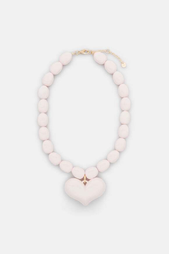 Beaded Heart Necklace  Pale Blossom  hi-res