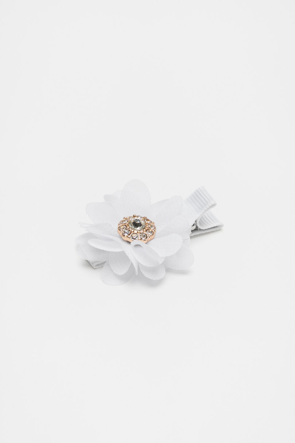 Organza Flower Duck Clip  White