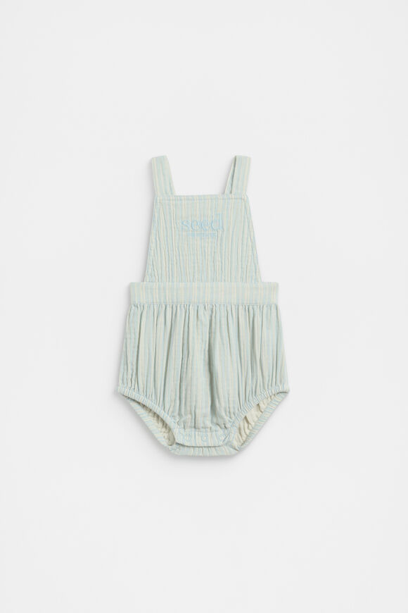 Stripe Logo Romper  Soft Blue  hi-res