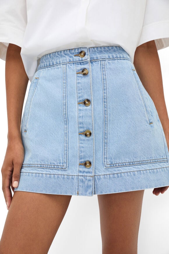 Denim Welt Pocket Mini Skirt  Glacial Blue Wash  hi-res