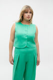 Linen Button Down Shell Top  Deep Emerald  hi-res