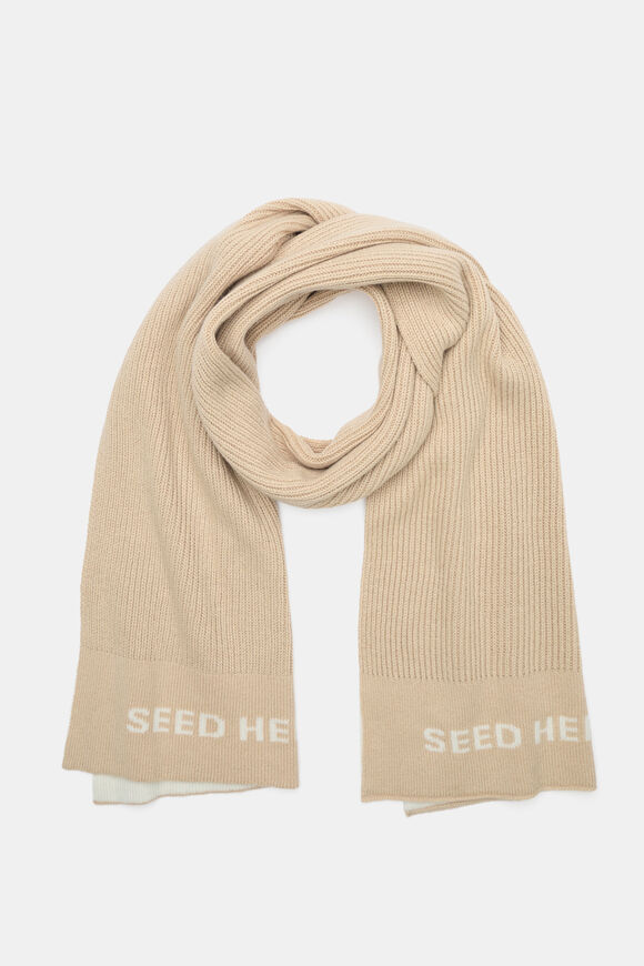 Rib Knit Logo Scarf  Sandstone Marle  hi-res