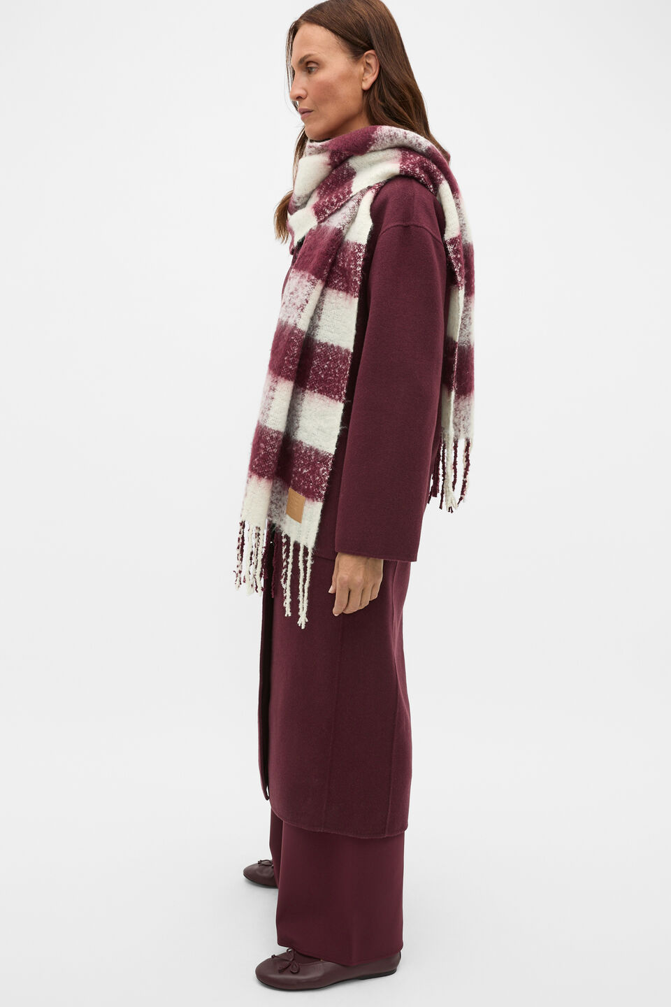 Check Textured Scarf  Plum Multi