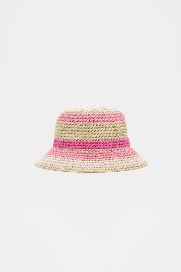 Stripe Straw Hat  Candy Pink Multi  hi-res