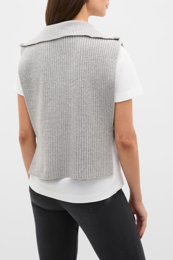 Rib Knit Collar Bib  Pale Slate Marle  hi-res