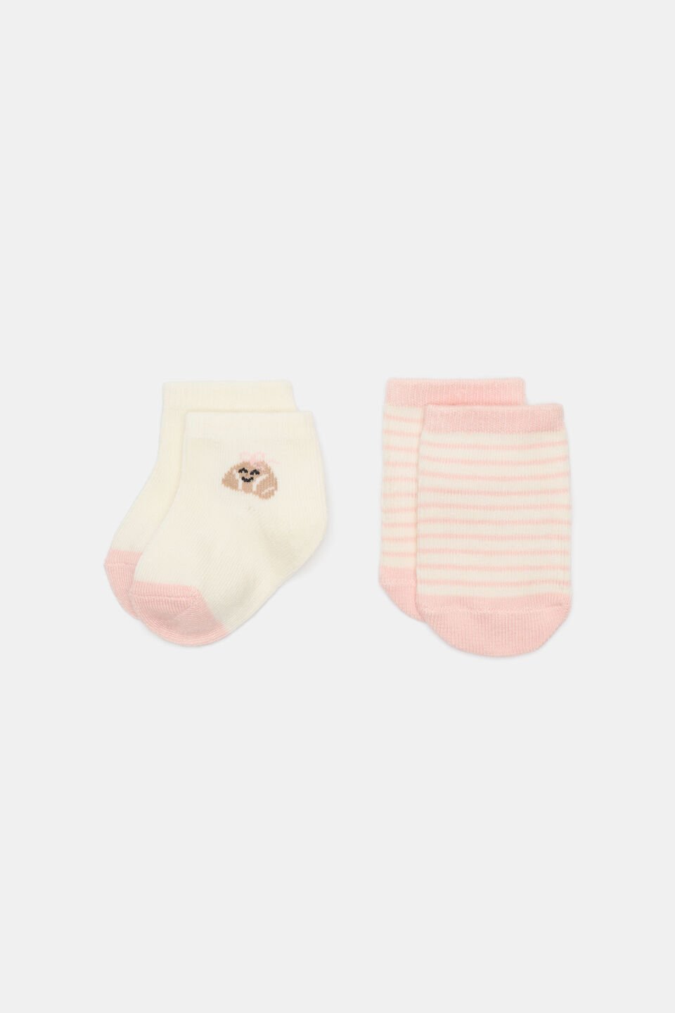 Newborn Bow Croissant Sock 2 Pack  Blush Pink