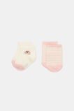 Newborn Bow Croissant Sock 2 Pack  Blush Pink  hi-res
