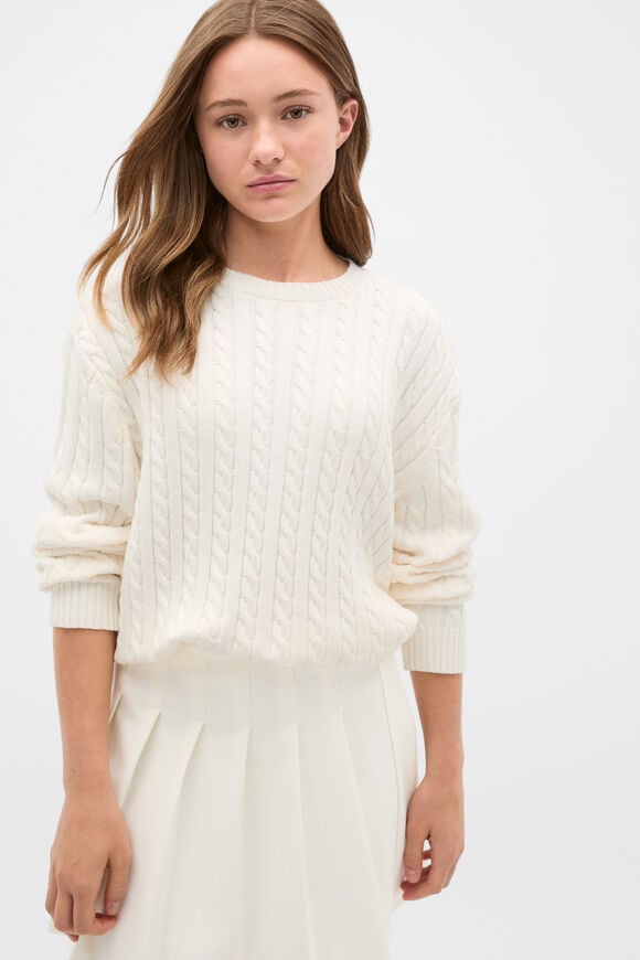 Relaxed Cable Knit Sweater  Classic Cream  hi-res