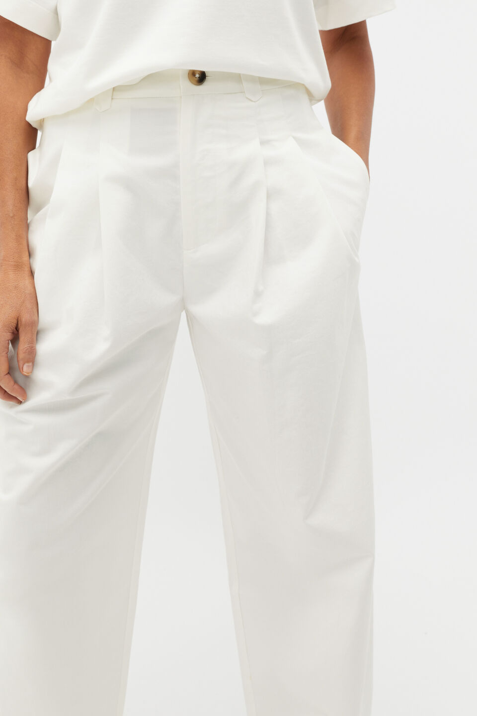 Cotton Barrel Leg Pant  Cloud Cream