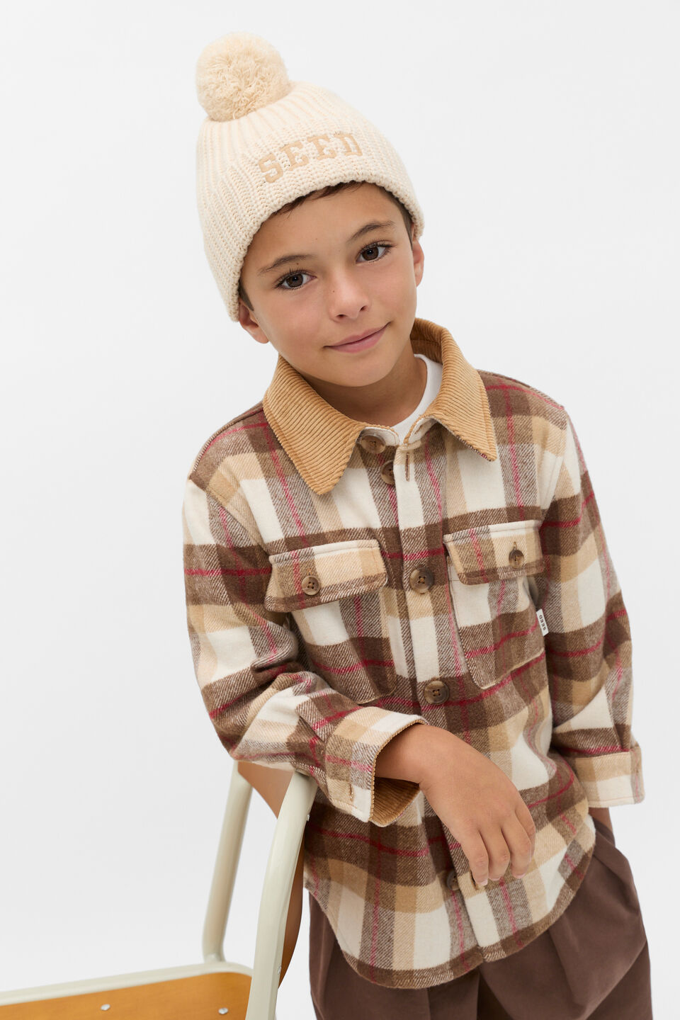 Seed Embroidered Beanie  Moonstone