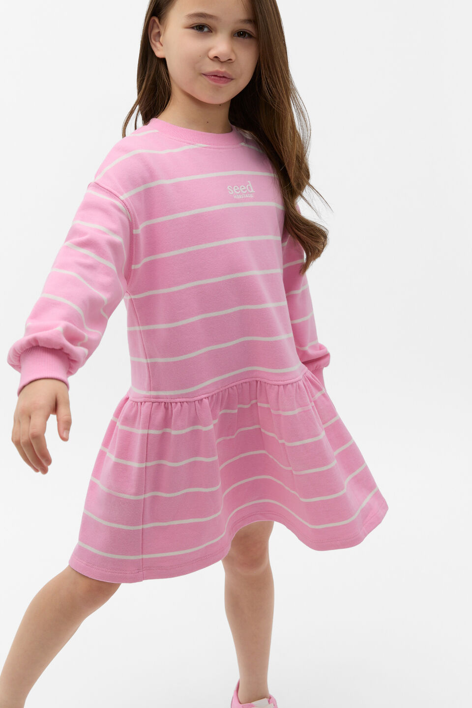 Logo Stripe Dress  Candy Pink
