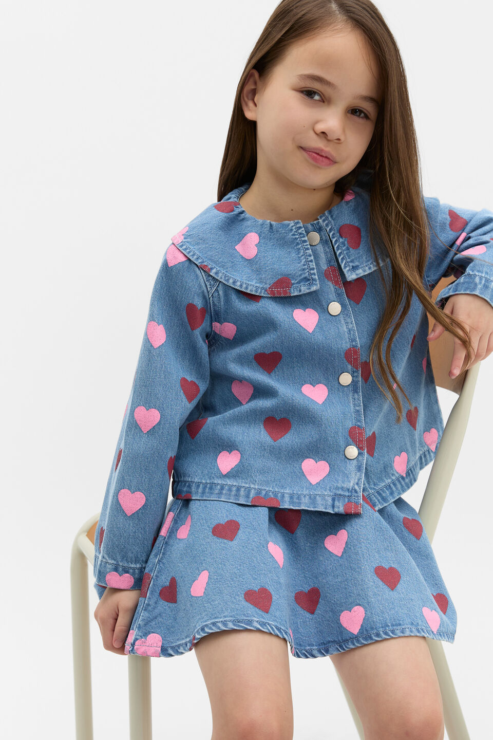 Heart Denim Jacket  Washed Indigo