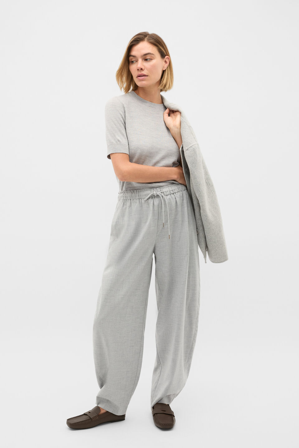 Australian Merino Crew Neck Tee  Slate Marle