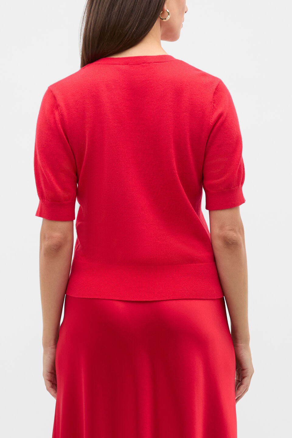 Australian Merino Crew Neck Tee  Poppy