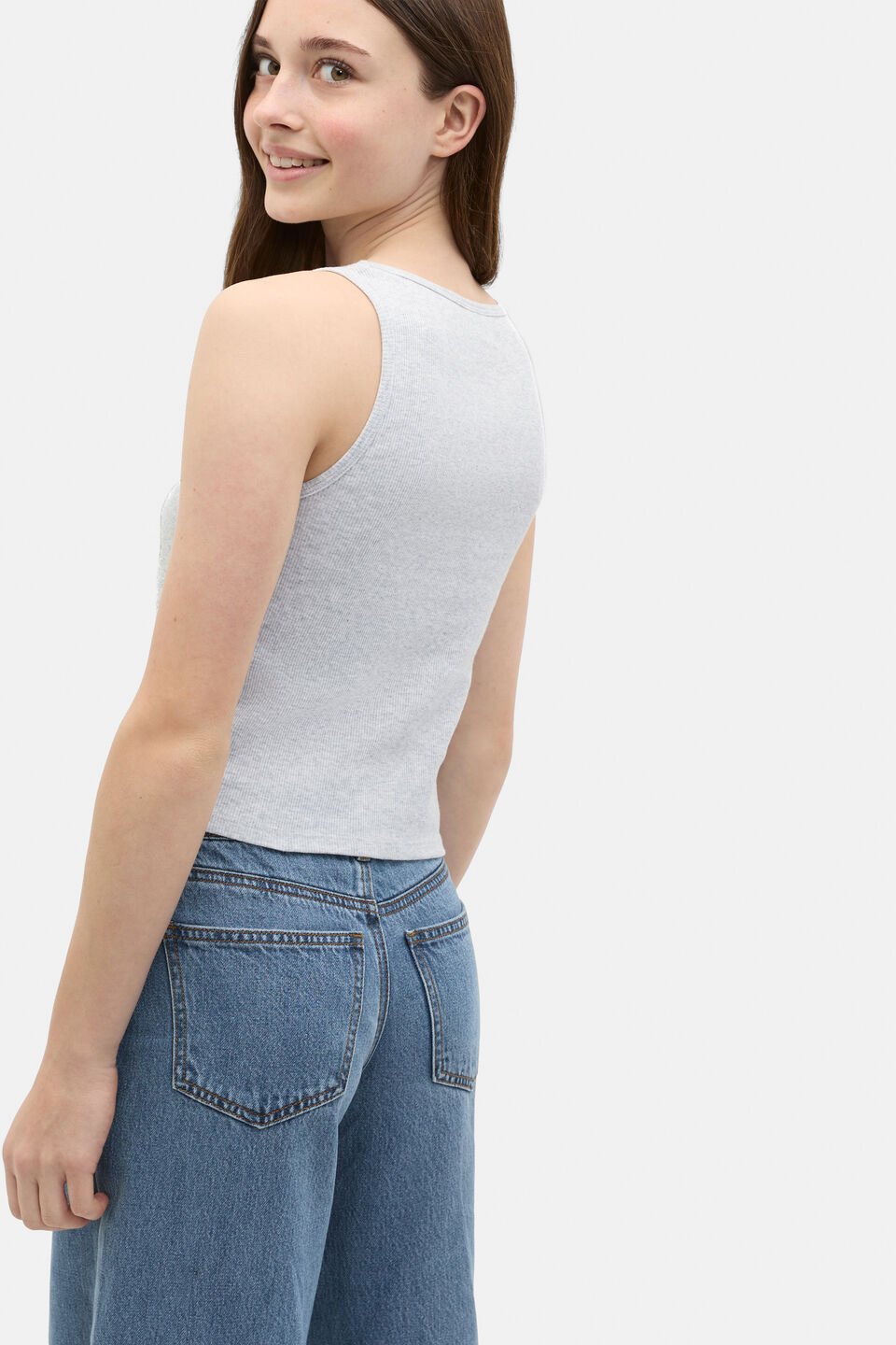 Square Neck Logo Tank  Cloud Grey Marle