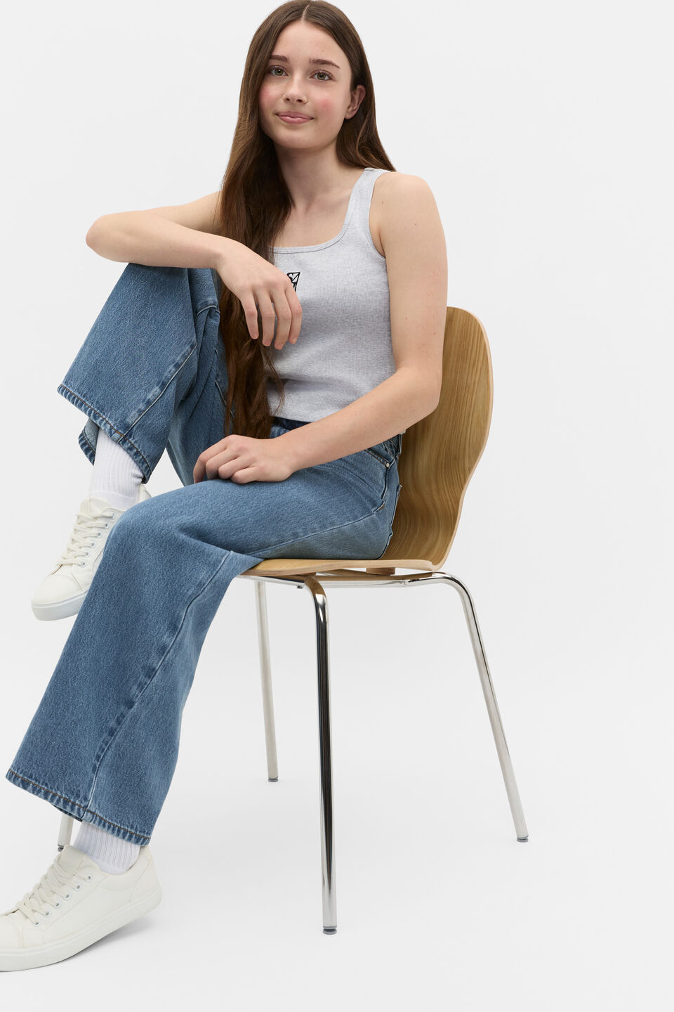 Square Neck Logo Tank  Cloud Grey Marle