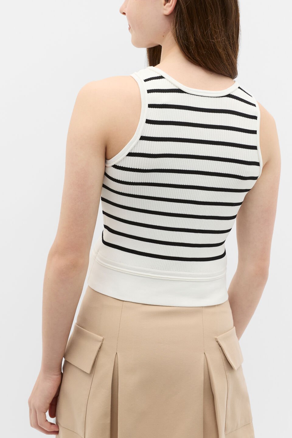 Striped Knit Tank  Classic Cream