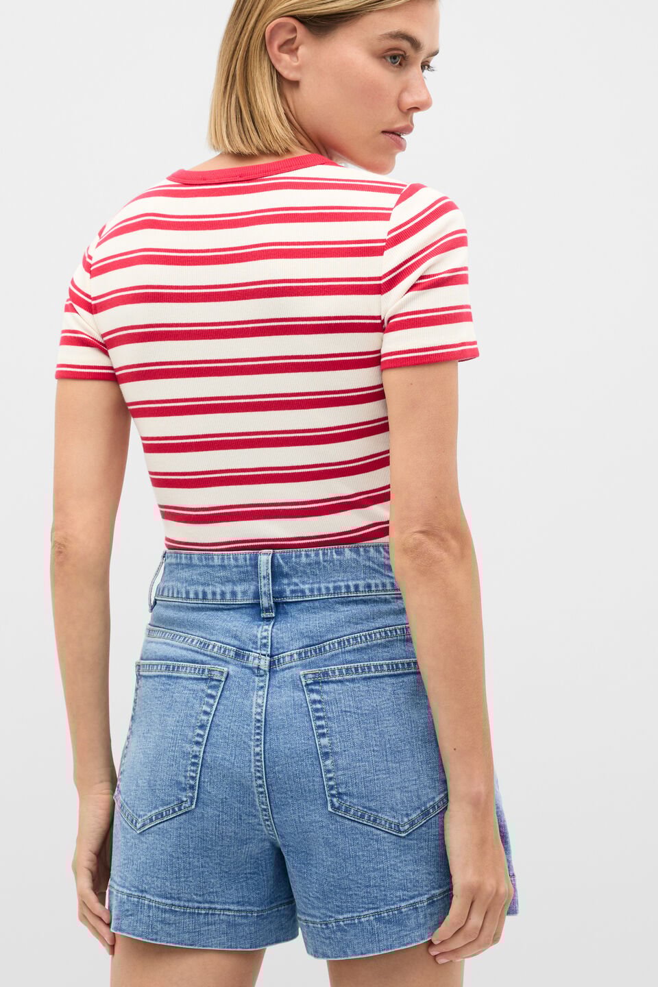 Denim High Waisted Short  Mist Blue Wash