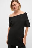 Crepe Knit Drape Shoulder Tunic  Black  hi-res