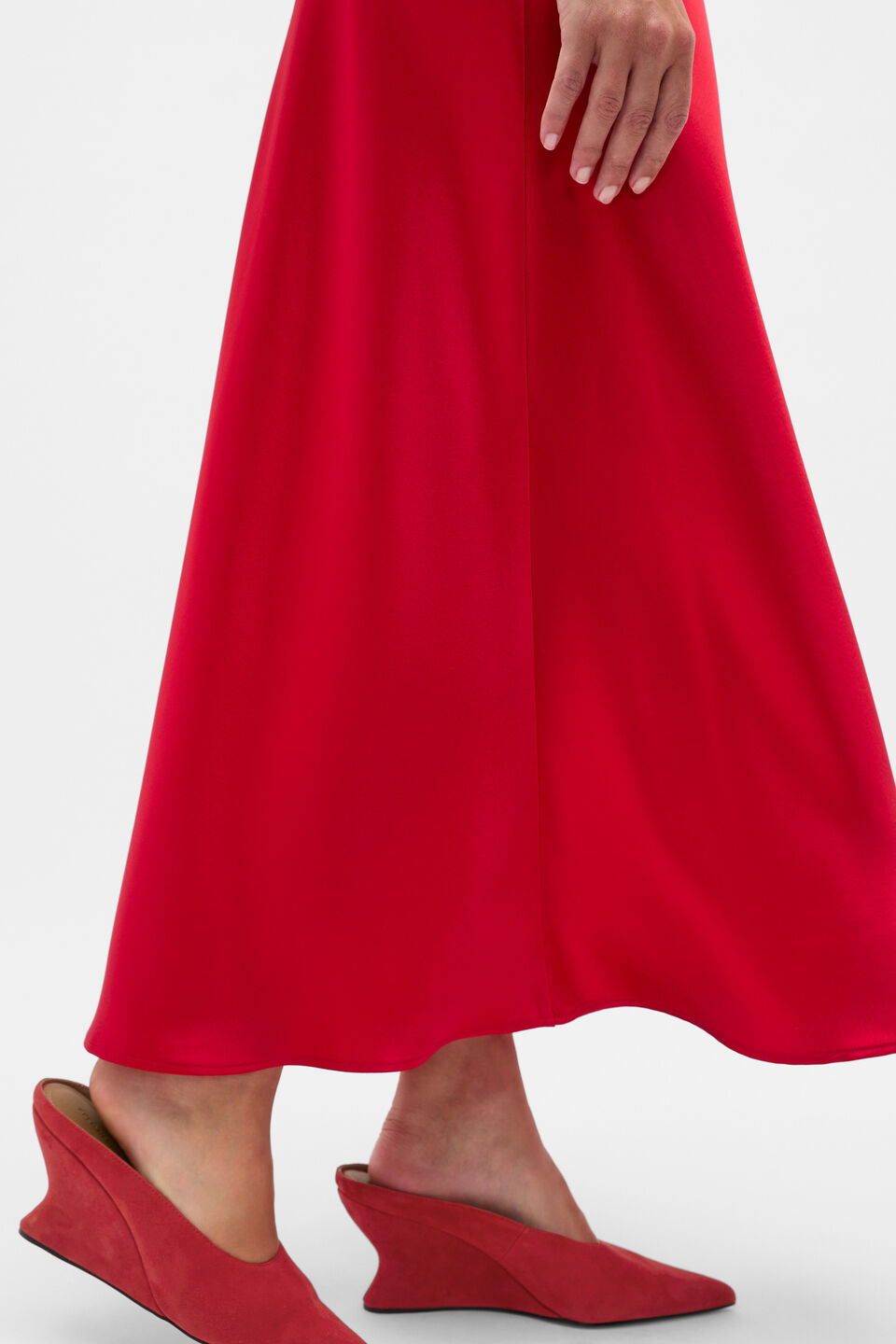 Satin Midi Skirt  Poppy