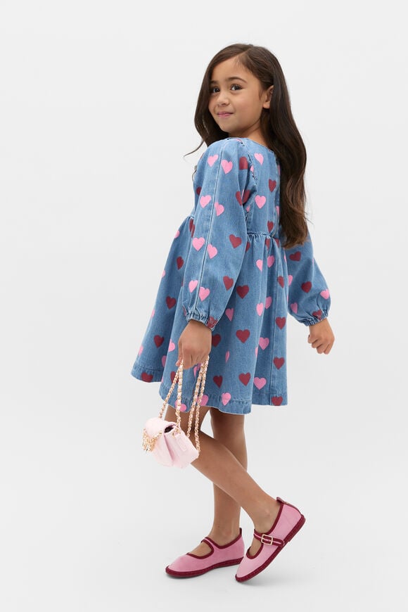 Heart Denim Dress  Washed Indigo  hi-res