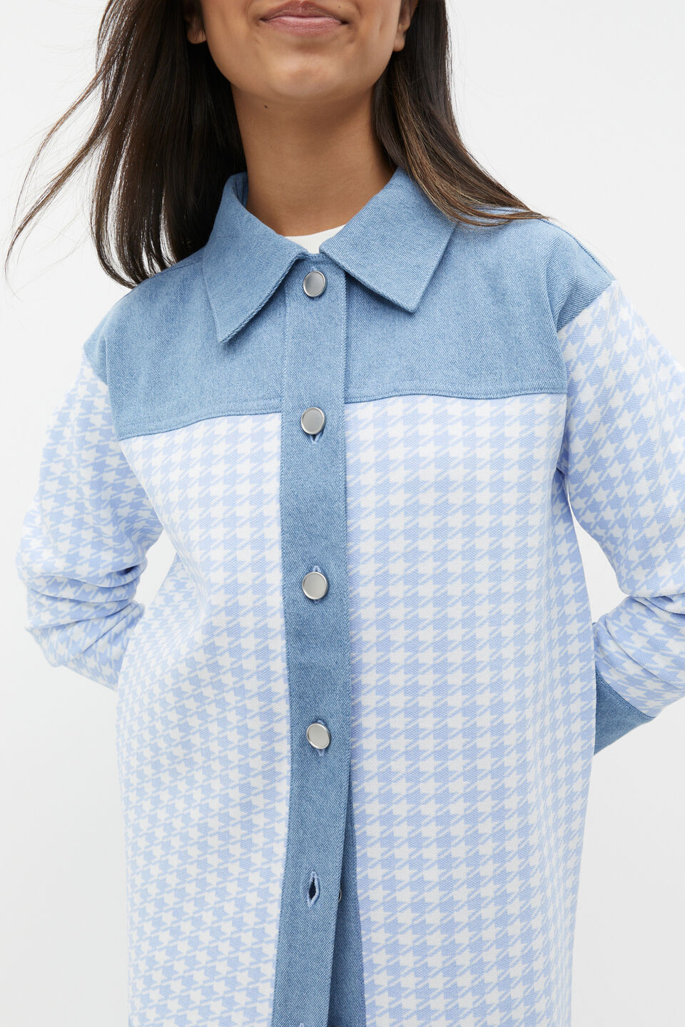 Houndstooth Spliced Jacket  Blue Jay