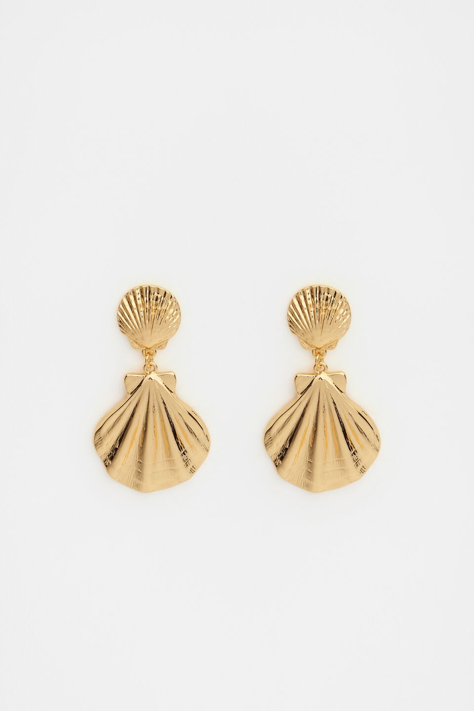 Shell Charm Statement Drop Ear  Gold
