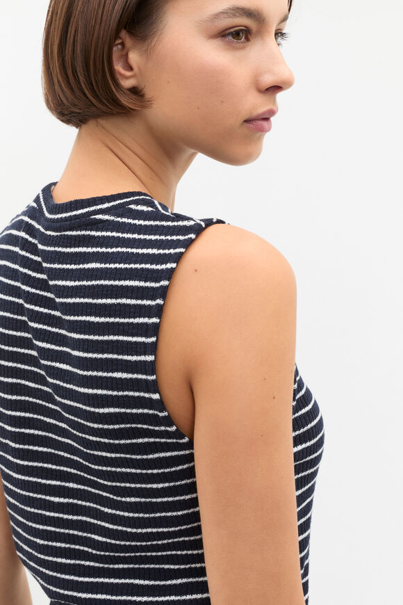 Stripe Textured Shell Top  Twilight Blue Stripe  hi-res