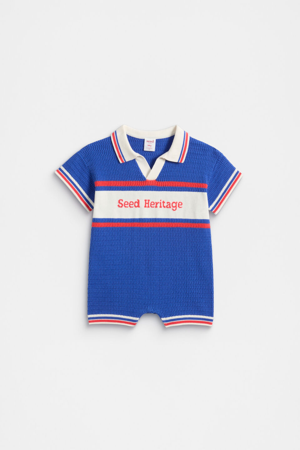 Logo Knit Romper  Azure Blue