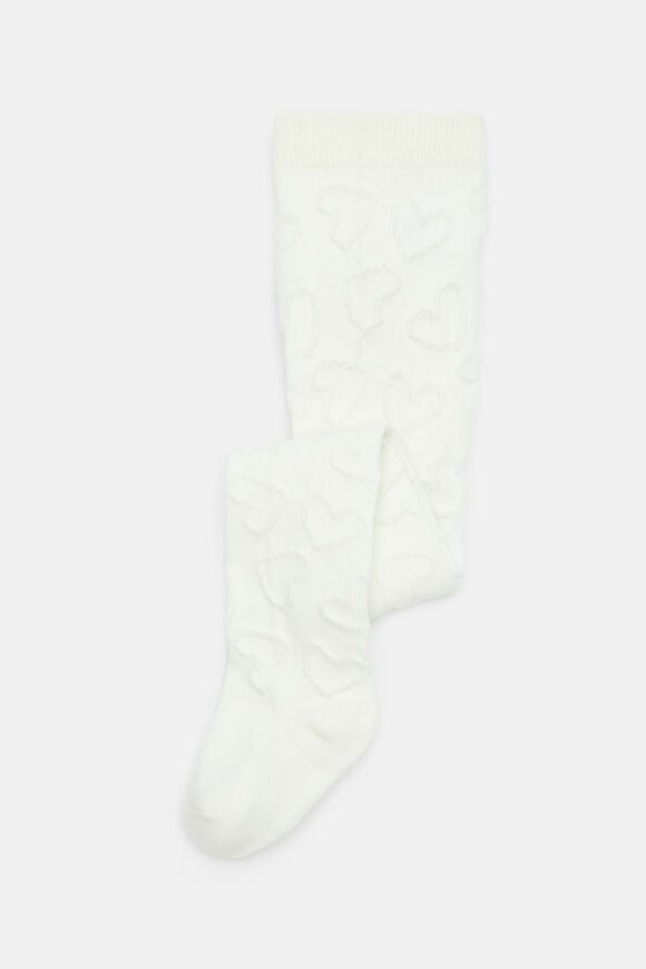 Baby Heart Jacquard Tights  Vanilla  hi-res