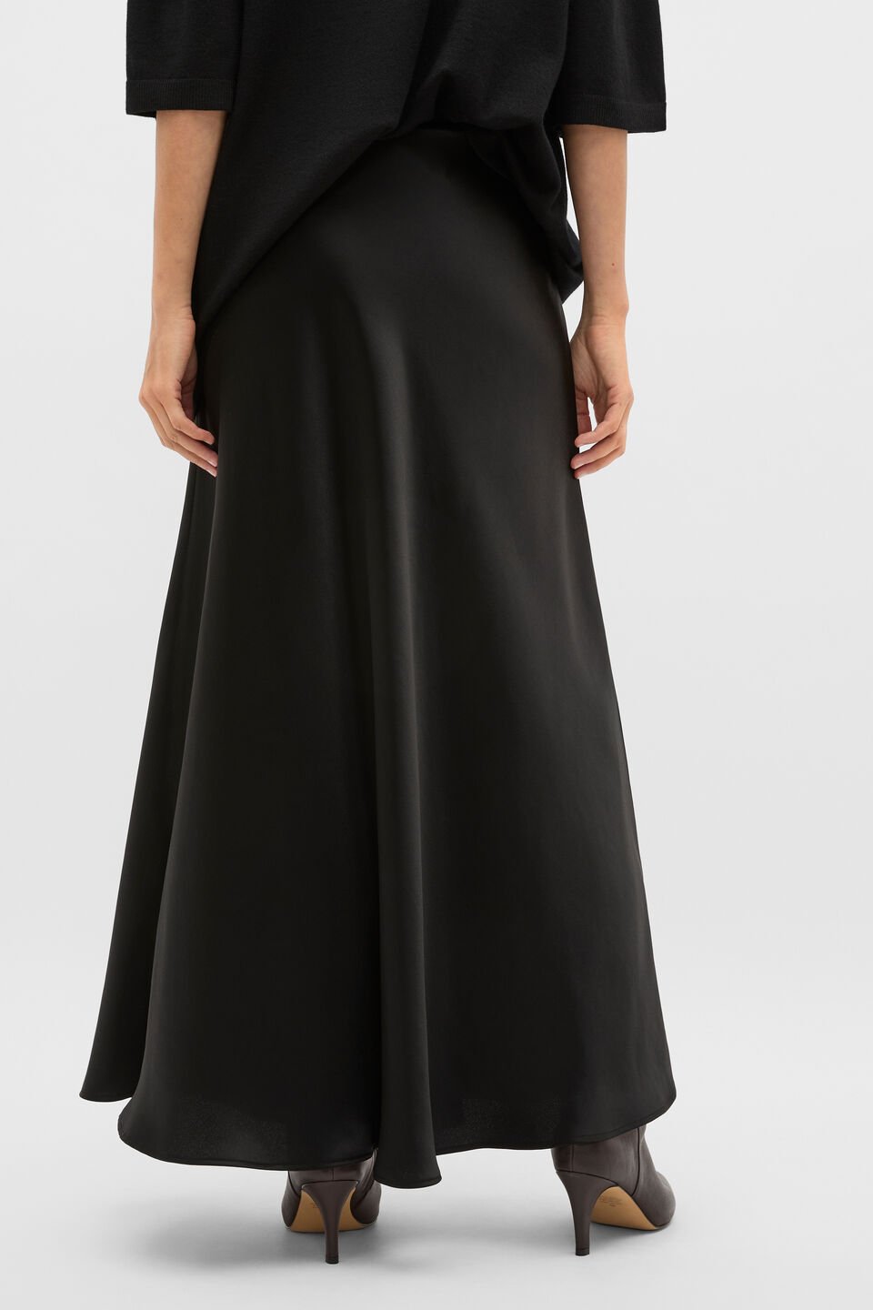 Satin Midi Skirt  Black