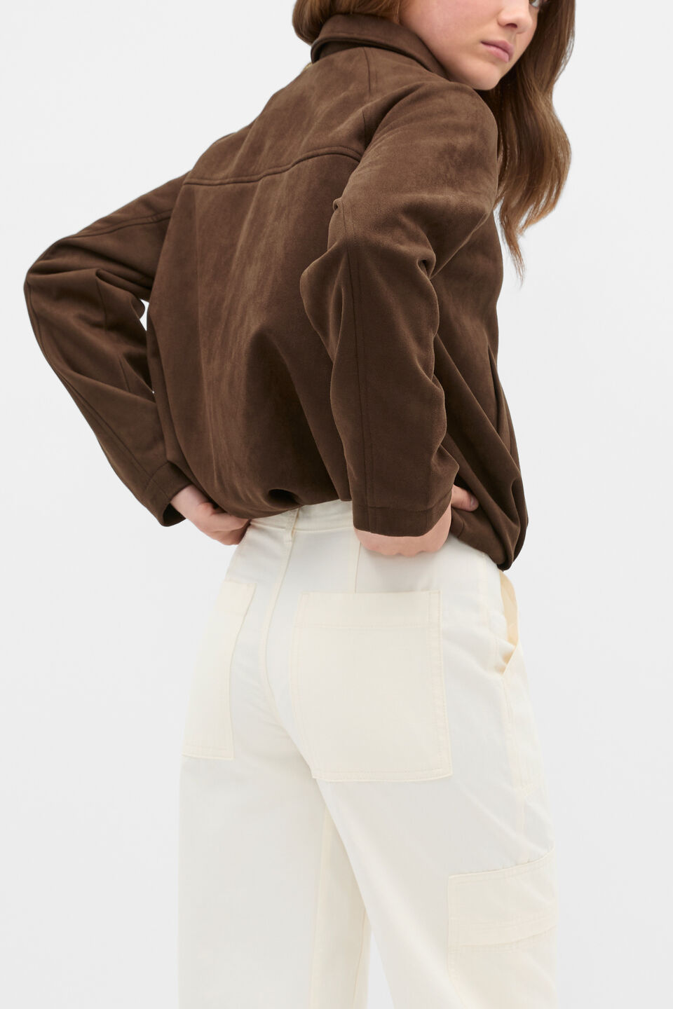 Faux Suede Jacket  Chocolate