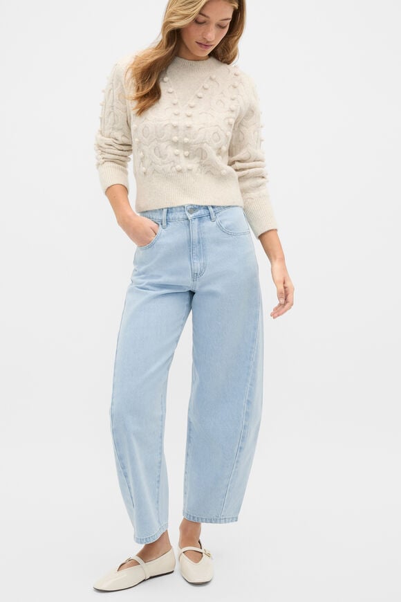 Pom Pom Cable Knit Sweater  Mist Marle  hi-res