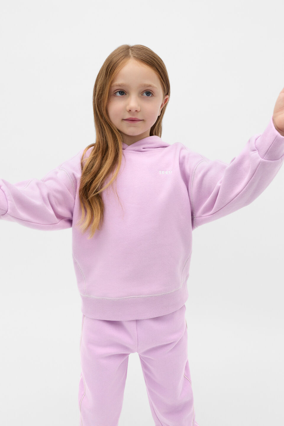 Contrast Stitch Hoodie  Orchid